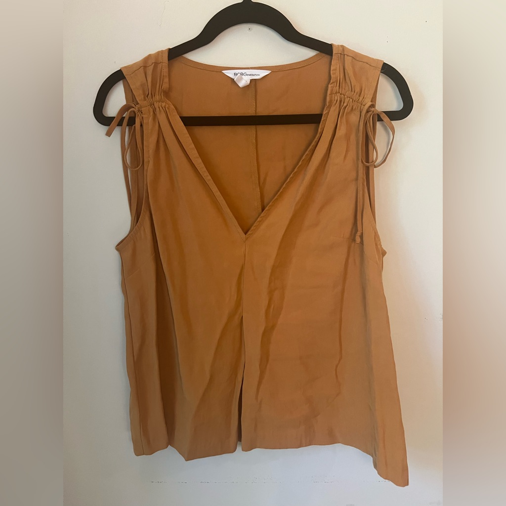 Bcbgeneration Women’s Tie Sleeve Tank In Burnt Orange Size L
